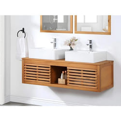 Meuble sous vasque suspendu en bois dacacia - 130 cm - PENEBEL