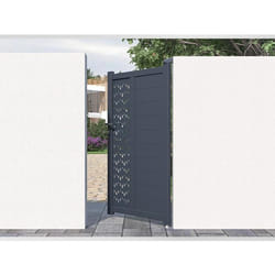 Portillon battant aluminium semi plein à motifs L103 x H181 cm anthracite GREGOR