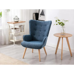 VENTE-UNIQUE Fauteuil en tissu bleu VATELY