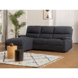 Canapé dangle gauche relax électrique en tissu gris anthracite LUNANO