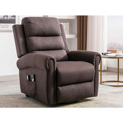 Fauteuil massant en tissu avec releveur électrique - Marron - LOVARI