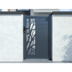 Portillon battant aluminium semi ajouré à motifs L105 x H172 cm anthracite LABRIT II
