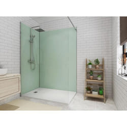 Lot de 2 panneaux muraux de douche vert clair en aluminium avec profilés - L90 x L120 x H210 cm - ITZIAR