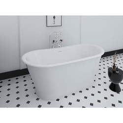 Baignoire îlot ovale - style retro - 180 L - 150 x 74 x 63 cm - Blanche - Acrylique - PELMATO