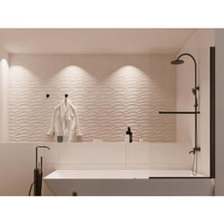 Pare baignoire avec porte-serviette en métal noir mat au style industriel - 70 x 140 cm - TOBIN