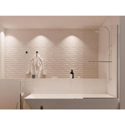 Pare baignoire avec porte-serviette en métal chromé au style industriel - 70 x 140 cm - TOBIN