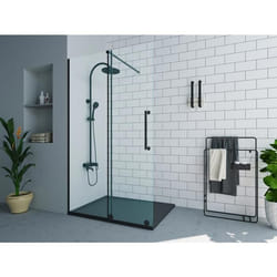 Paroi de douche à litalienne avec porte coulissante en métal style industriel - Noir mat - 120 x 200 cm - YOREM