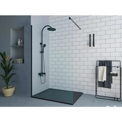 Paroi de douche à litalienne - Noir mat - Verre 6 mm - 120x200 cm - DAREN