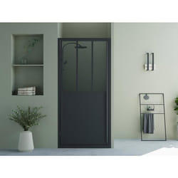 Porte de douche pivotante noir mat style atelier - 80 x 195 cm - URBANIK