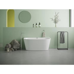 Baignoire semi îlot - 175L - 130 x 715 x 58 cm - Blanche - Acrylique - DIVINA