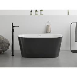 Baignoire semi îlot - 200L - 1495 x 75 x 58 cm - Noir brillant - Acrylique - DIVINA