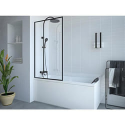Pare baignoire noir mat style industriel - 70 x 140 cm - Verre trempé - BRADENTON