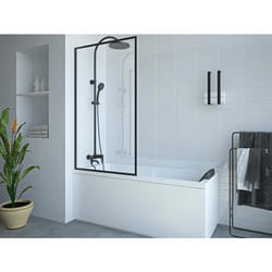 Pare baignoire noir mat style industriel - 80 x 140 cm - Verre trempé - BRADENTON