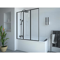 Pare baignoire pliant en métal style atelier - Noir mat - 120 x 140 cm - DISTRICT