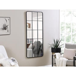 Miroir fenêtre industriel en métal - L. 60 x H. 140 cm - Noir - SCIARA