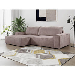 Vente-unique - Canapé D'Angle Gauche Convertible En Velours Côtelé Mauve Amelia