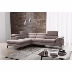 Grand canapé dangle gauche convertible en velours taupe SEPINA de Pascal Morabito