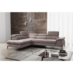 Grand canapé dangle gauche convertible en velours taupe SEPINA de Pascal Morabito