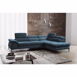 Grand canapé dangle droit convertible en velours bleu nuit SEPINA de Pascal Morabito
