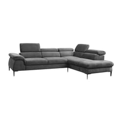 Grand canapé dangle droit convertible en velours gris anthracite SEPINA de Pascal Morabito