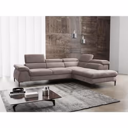 Grand canapé dangle droit convertible en velours taupe SEPINA de Pascal Morabito