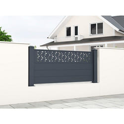 Clôture à poser H89 x L188.6 cm en aluminium anthracite à motifs - BAZIO