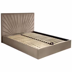 Apportez douceur et sobriété à votre chambre grâce au lit coffre RILIODA ! Avec son revêtement en tissu et sa tête de lit au  ...