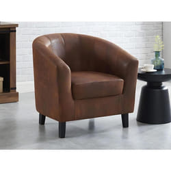 Fauteuil cabriolet en microfibre vieillie marron CRISTOBAL II