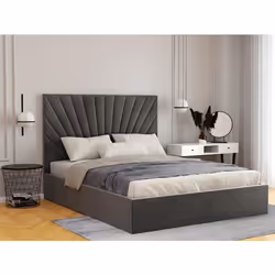 Lit coffre 160 x 200 cm - Velours - Gris anthracite - RILIODA de Pascal Morabito