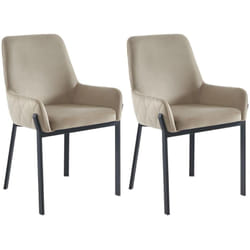 Lot de 2 chaises avec accoudoirs en velours et métal - Beige - carolona de Pascal Morabito
