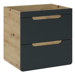 Vente-unique - Meuble sous vasque suspendu coloris naturel et anthracite - 60 cm - aruba