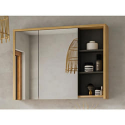 Armoire murale de salle de bain coloris naturel - 100 cm - PURNAL