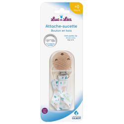 Luc et Léa Attache Sucette Bouton en Bois 0 Mois et +