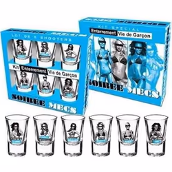 Verres shooters - Soirée Mecs - Lot de 6 - Blanc - Compatibilité lave-vaisselle