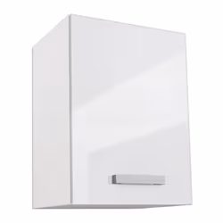 Meuble de cuisine START avec 1 porte et 1 étagère. Structure en panneaux de particules finition blanc brillant. Dimensions : ...