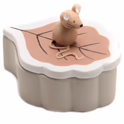 Petite boite à dents de lait souris feuille Résine Dimensions : Hauteur 5 cm - Largeur 5 cm - Profondeur 7 cm La Petite Boîte ...