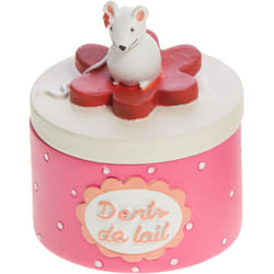 Petite boîte en résine à dents de lait rose souris