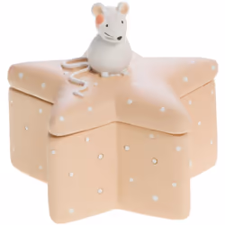Petite boîte à dents en forme d'étoile beige décorée d'une petite souris Matière : Résine Dimensions de la boîte : Hauteur 6  ...