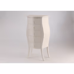 Ce chiffonnier blanc en acajou avec cinq tiroirs sera l'élément majeur de la décoration de votre chambre. son aspect classiqu ...