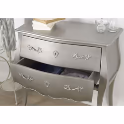 Commode argentée 2 tiroirs Murano - Amadeus