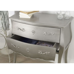 Commode argentée 2 tiroirs Murano - Amadeus