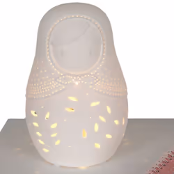 Lampe à poser blanche Poupée Russe En porcelaine Dimensions : 24 x 13 x 13 cm Fonctionne sur secteur, prise Européenne Ampoul ...