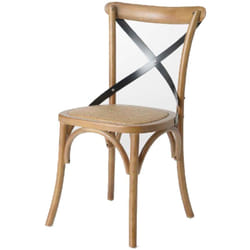 Chaise croisillon métal et paille Amadeus