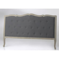 Tête de lit - AMADEUS - Murano céleste Gris - Tissu anthracite et bois naturel - Contemporain - Design