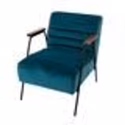 Fauteuil cosy en velours Hutch Bleu - AMADEUS - Vintage - 1 place - Avec accoudoirs - Relaxation
