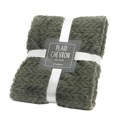 Plaid Chevron kaki 130 cm x 170 cm - Amadeus
