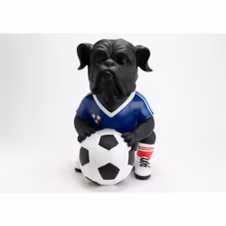 Pour une ambiance colorée et originale, ce drôle de chien footballer France est idéal ! En polyrésine noire et multicolore, v ...