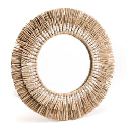 Miroir en paille Ethnique blanc 36cm - Amadeus