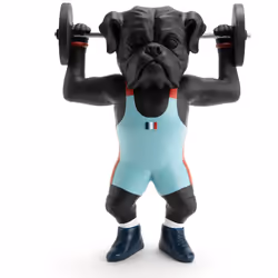 Pour une ambiance colorée et originale, ce drôle de chien haltérophile est idéal ! En polyrésine noire et multicolore, vous a ...