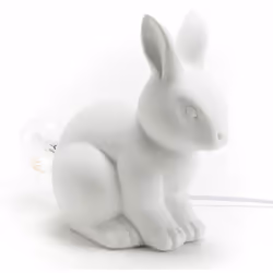 Lampe à poser Lapin en porcelaine En porcelaine Dim : 17 x 12 x 20 cm Fonctionne sur secteur, prise Européenne Ampoule LED G4 ...